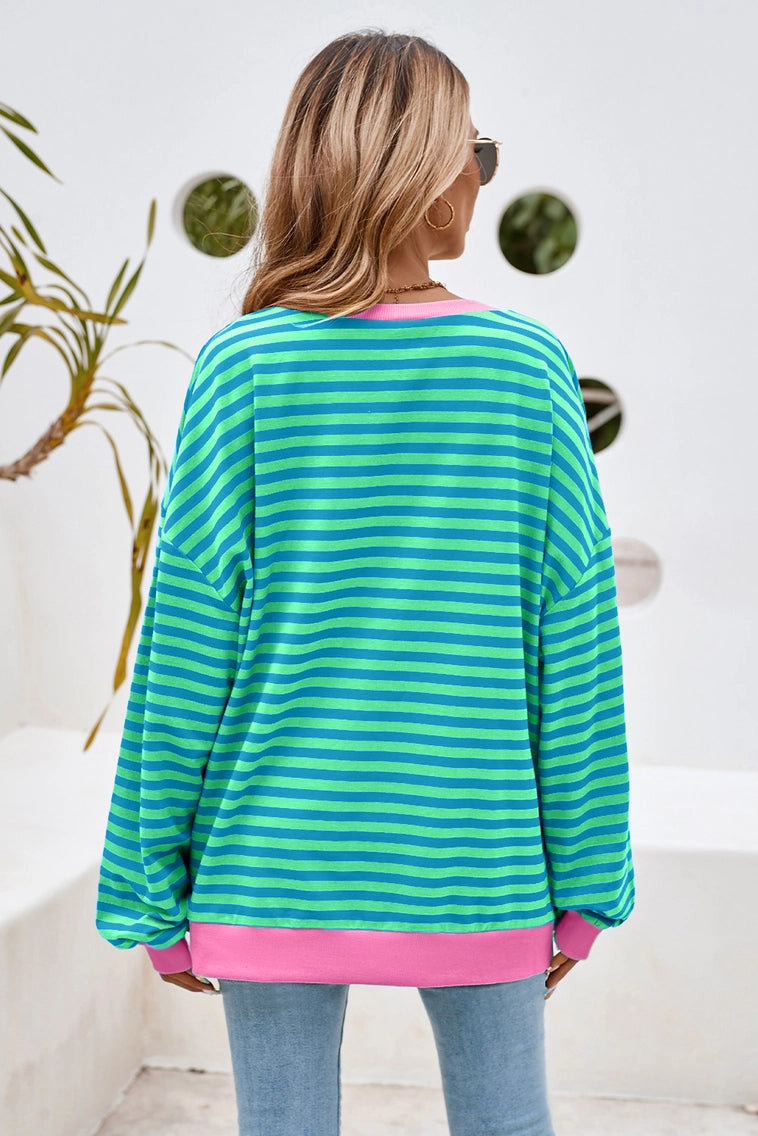 Stripe Contrast Oversized Pullover