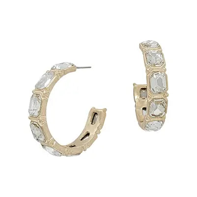 Rectangle Crystal Hoop Earring