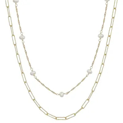 Pearl and Link Chain Necklace