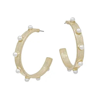 Large Pearl Hoop Earring