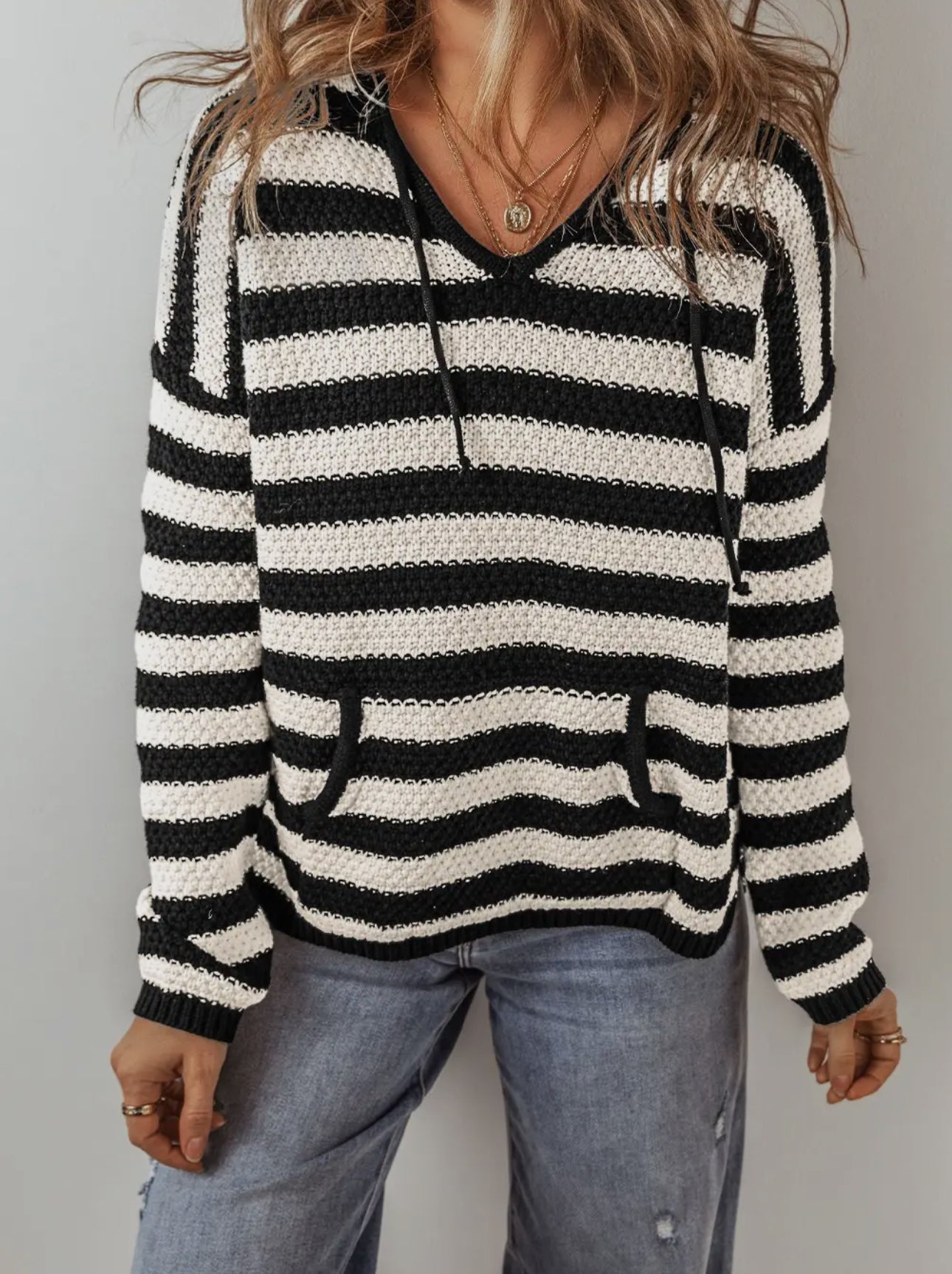 Stripe Long Sleeve Hoodie