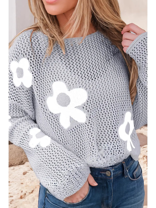 Flower Hollow Knit Sweater