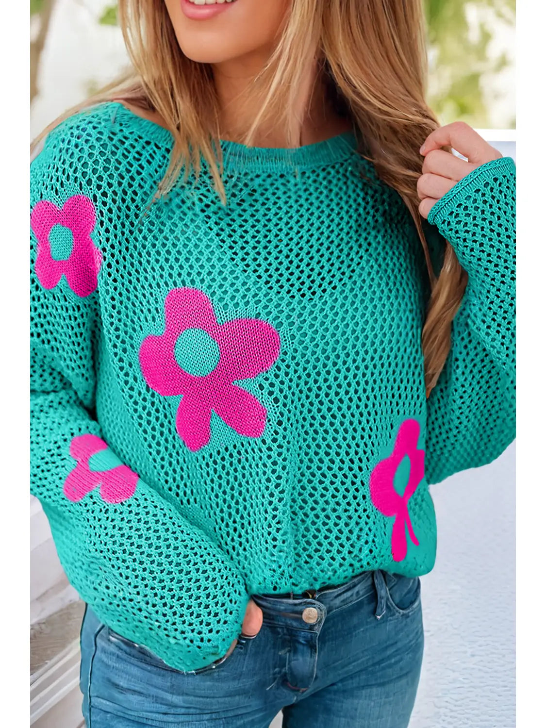 Flower Hollow Knit Sweater